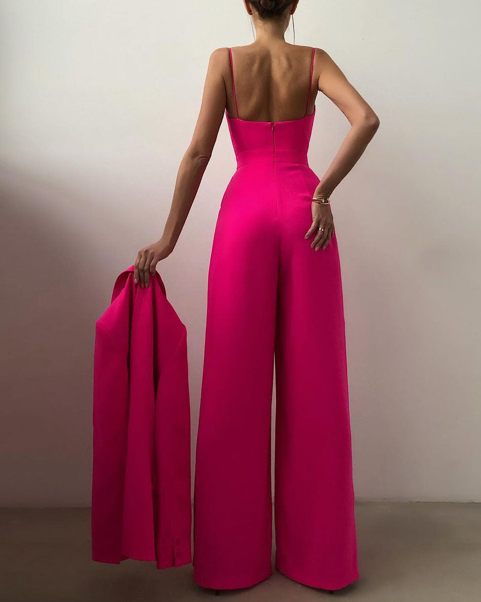 Rebecca – Straight-leg overall with a high waist and delicate straps