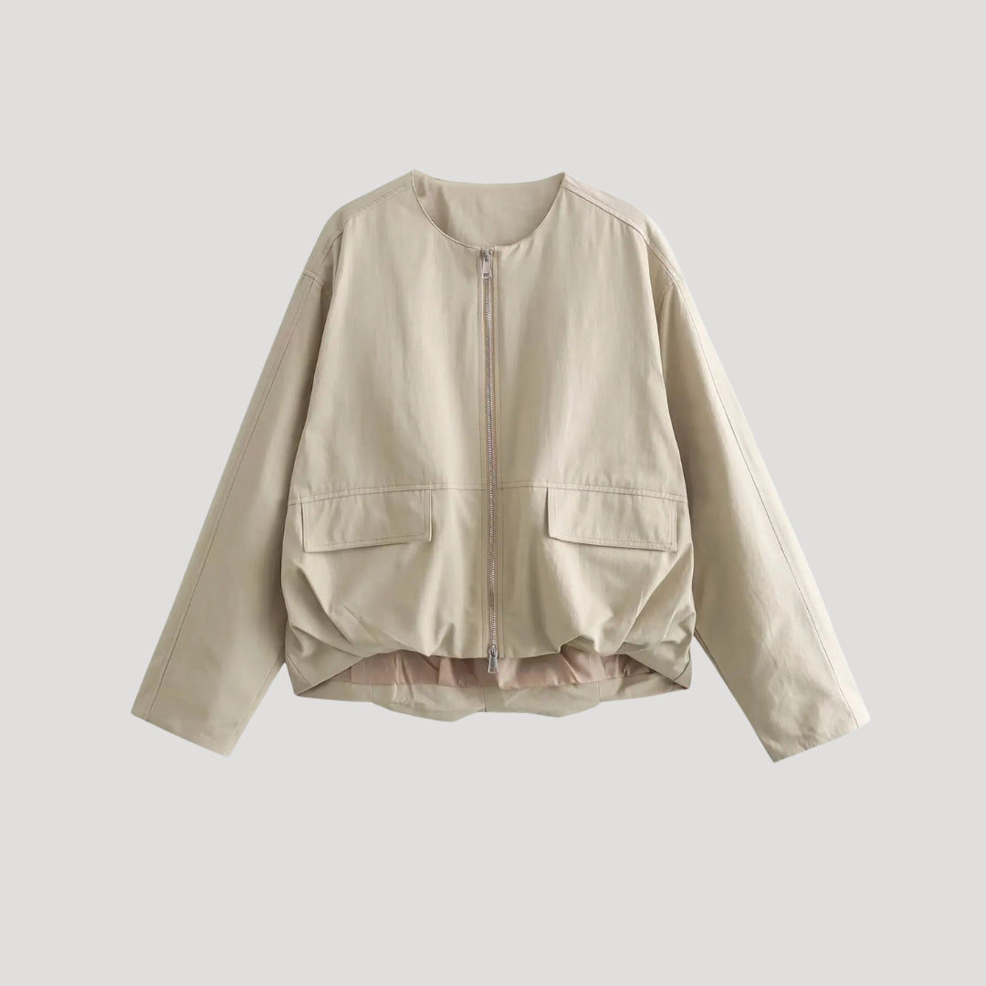 WW | Damen beige leichte Zip-Up Bomberjacke