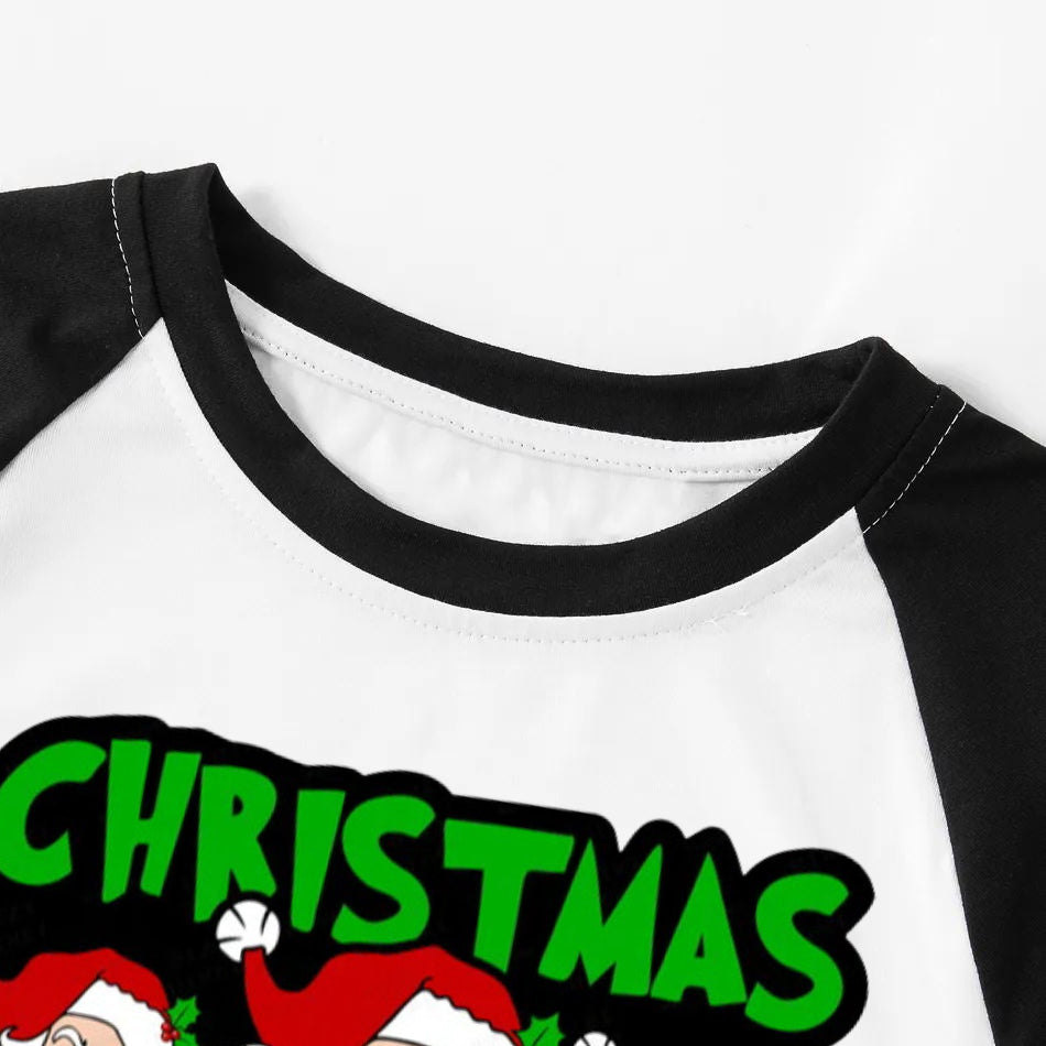 WW | "Christmas Group" and Santa Printed Green and Black Plaid Christmas Family Pajamas