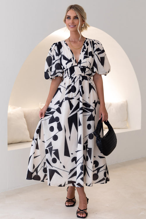 WW | Real Love Print Puff Sleeve Maxi Dress