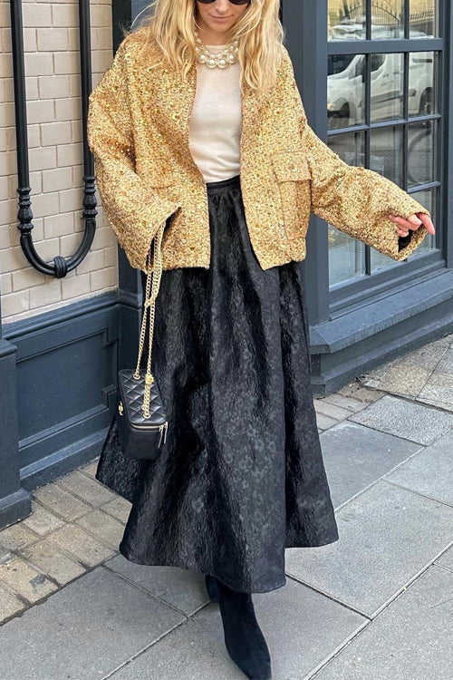 WW | Collar Zipper Pocket Sequin Jacket