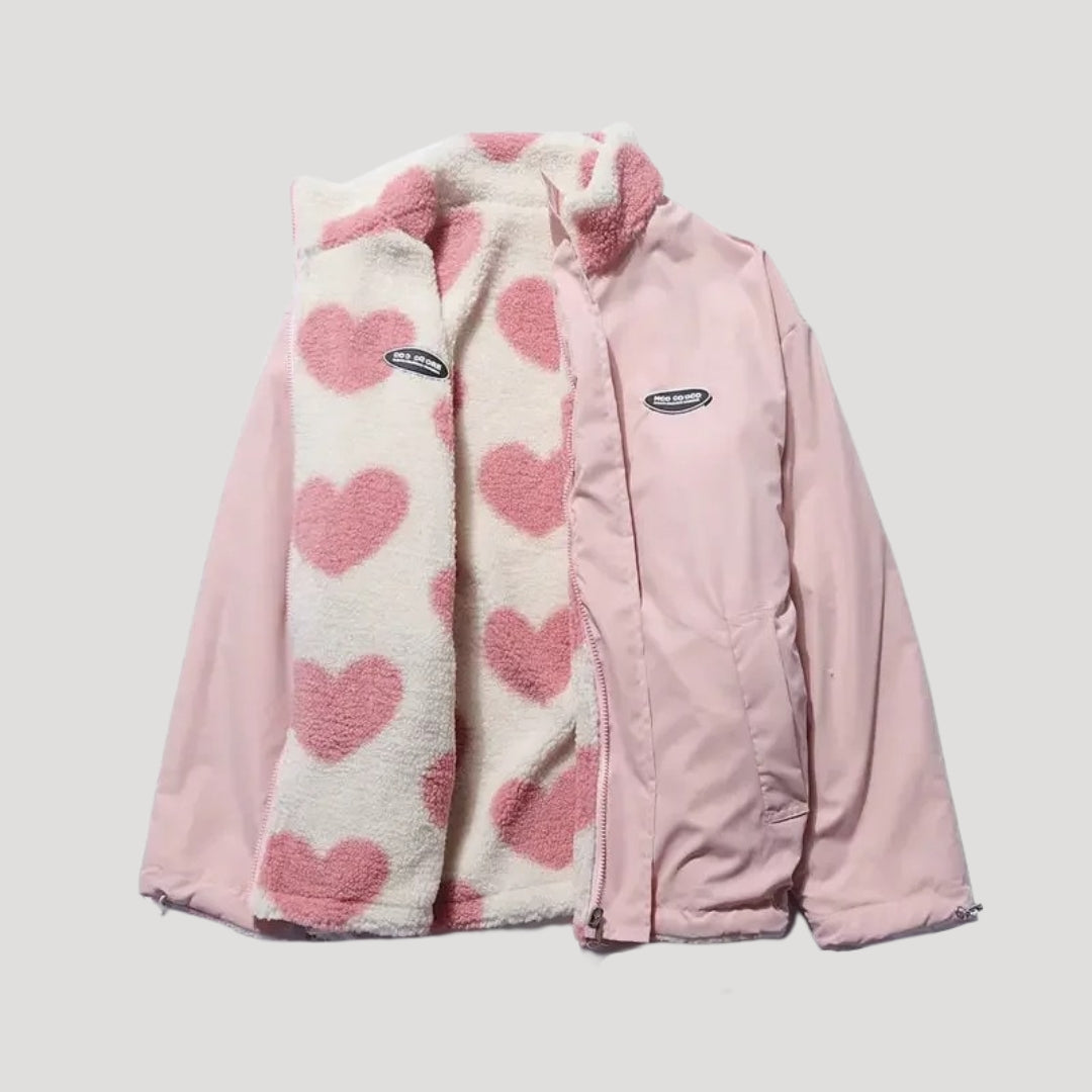WW | Women's Reversible Fleece Jacket with Heart Motif