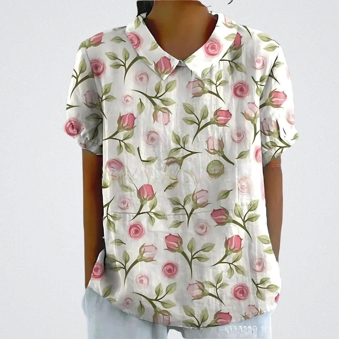 Lina™ | Elegant Blouse with Floral Detail