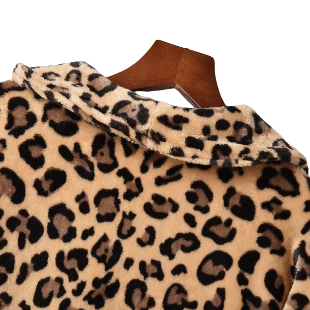 WW | Plus Size Leopard Print Open Front Long Sleeve Jacket
