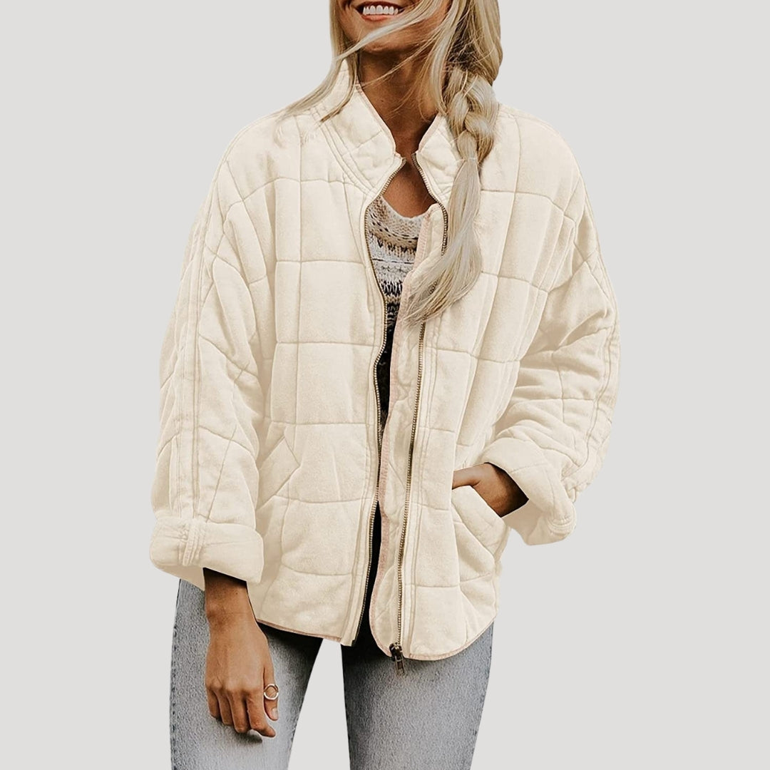 WW | Damen gesteppte oversized Reißverschluss Pufferjacke