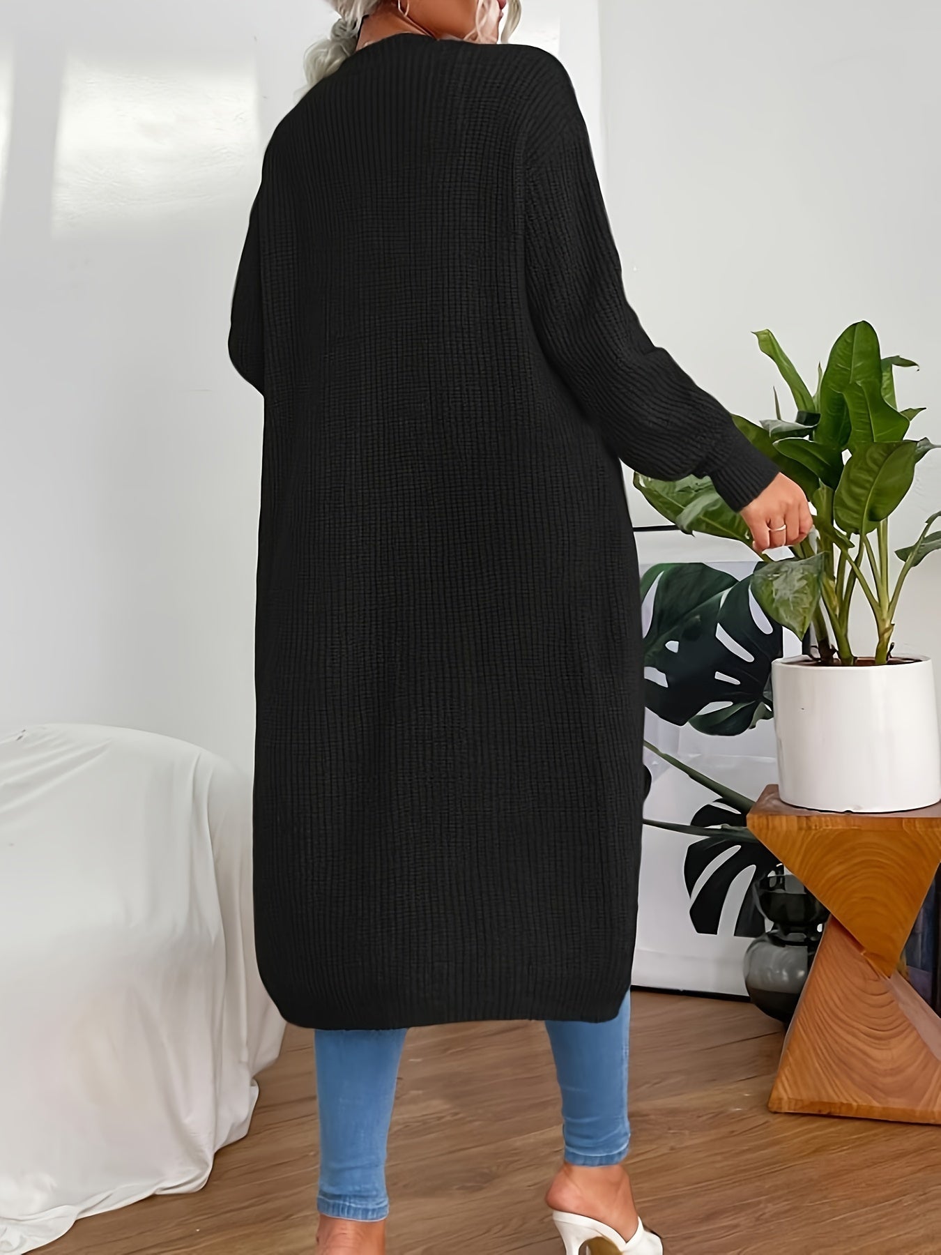 WW | Damen Strickcardigan - Offener Grobstrickmantel mit Taschen & lockerer Passform
