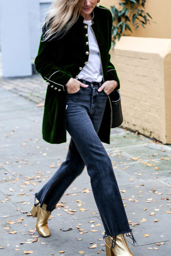 WW | Velvet Patchwork Multi-Button Women's Jacket