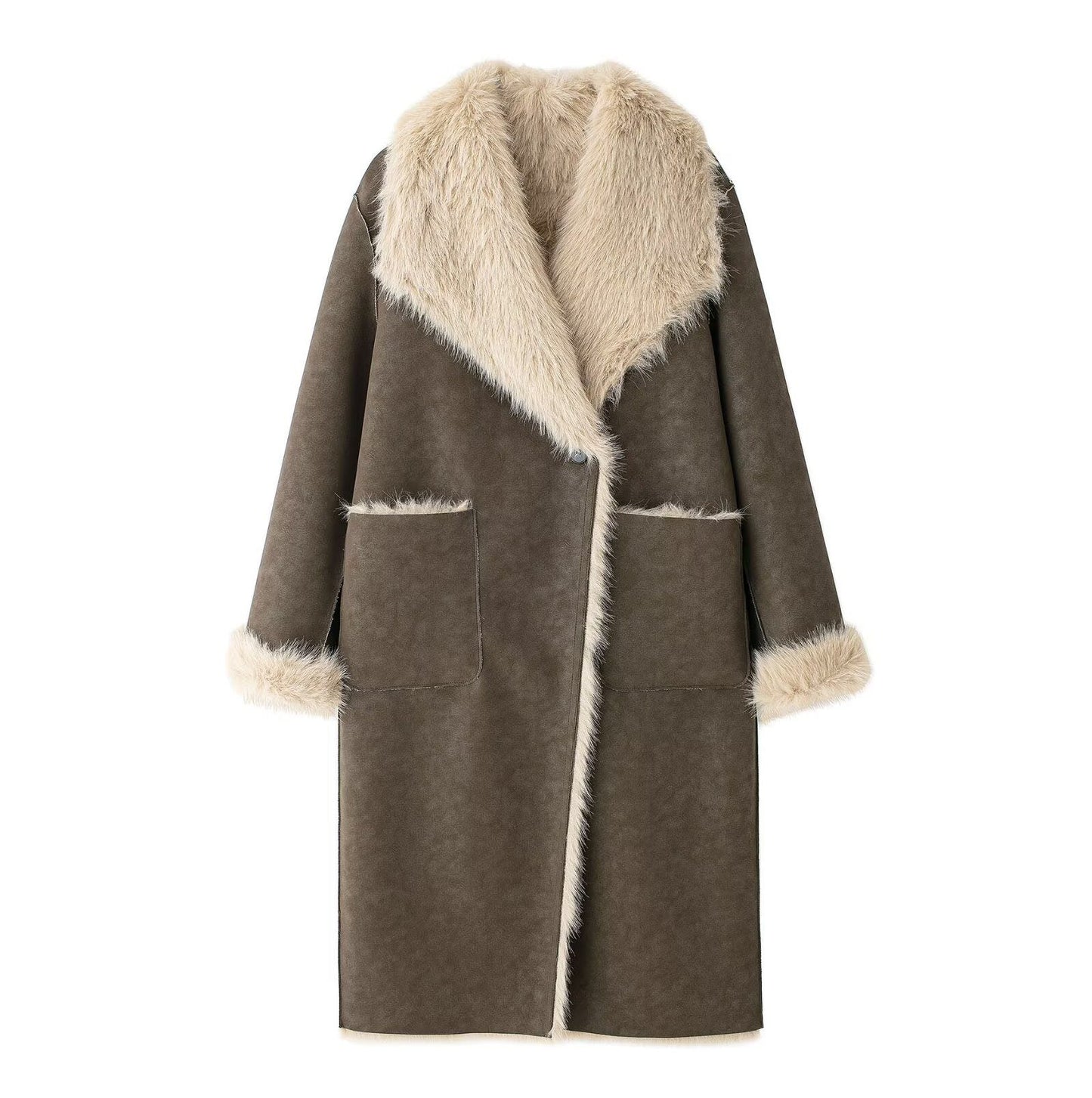 WW | Shearling-Lined Coat - Vintage-Inspired Warmth - Faux Leather - Winter Statement Piece