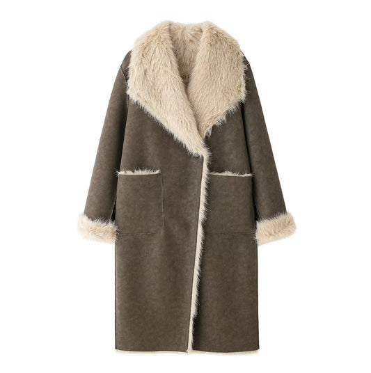 WW | Shearling-gefütterter Mantel - Vintage-inspirierte Wärme - Kunstleder - Winter-Statement-Stück