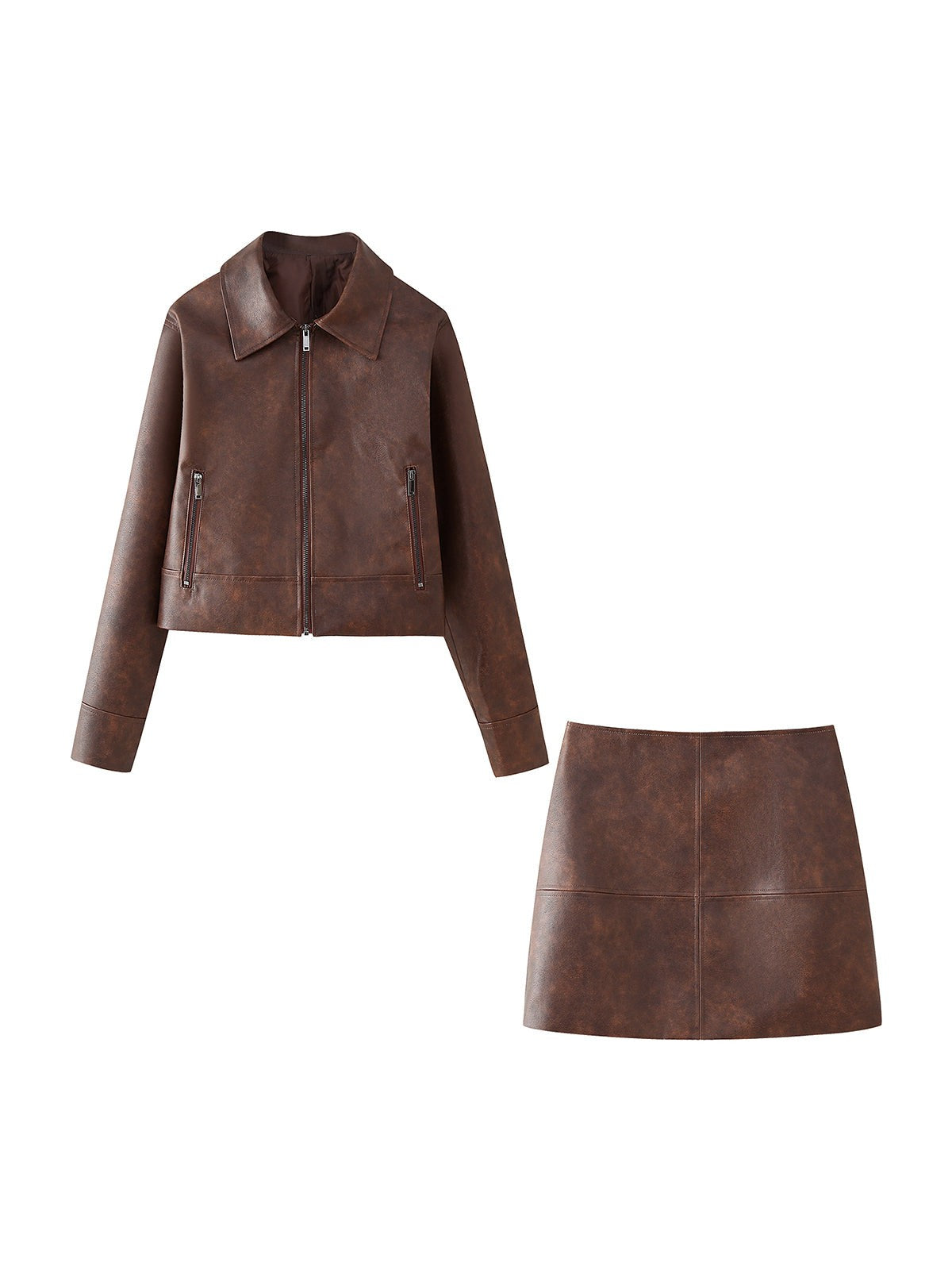 WW | Lederjacke & Kurzes Rock Koordinationsset