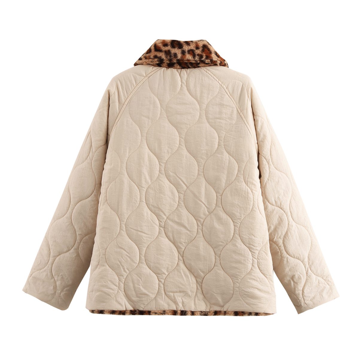 WW | Steppjacke - Leopardenmuster-Detail - Warmes Polyester-Mischgewebe - Vielseitige Winteroberbekleidung