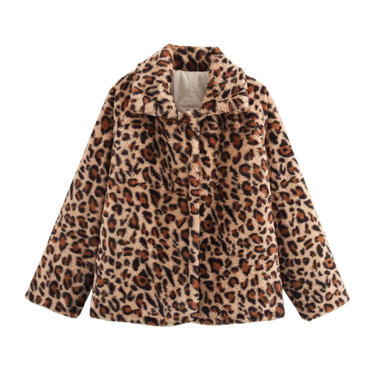 WW | Steppjacke - Leopardenmuster-Detail - Warmes Polyester-Mischgewebe - Vielseitige Winteroberbekleidung