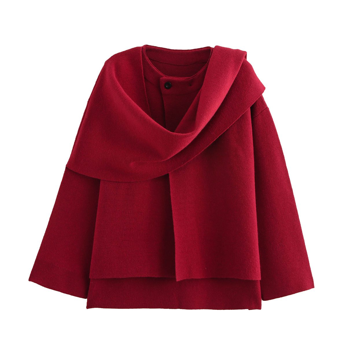 WW | Blend Cape mit Schal - Elegantes drapiertes Design - Bequemes WW | Blend - Winter- und Herbst-Oberbekleidung
