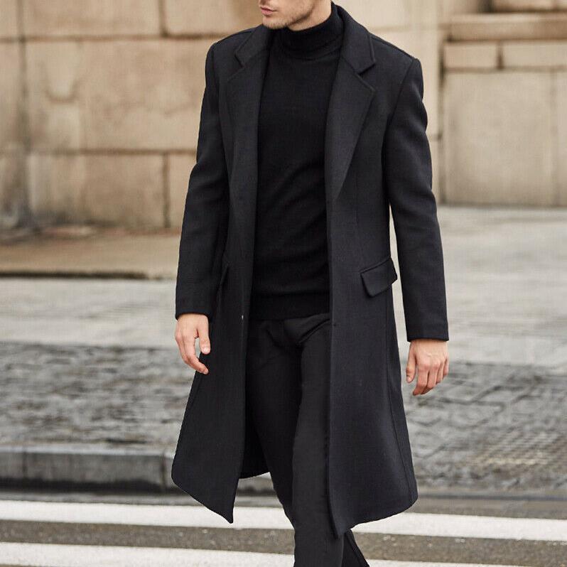 Herren eleganter, klassischer Schnitt Mantel mit hohem Kragen WW