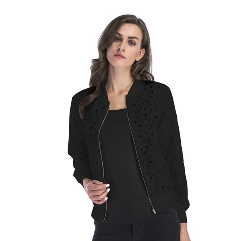 Women's airy blouson jacket with stylish openwork pattern WW