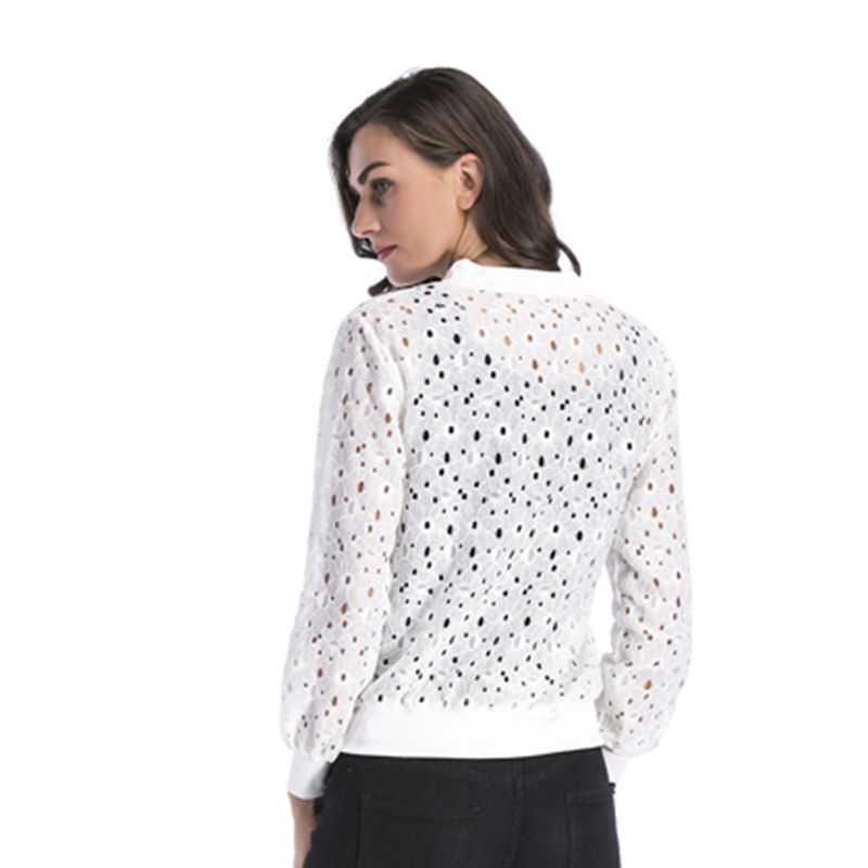 Women's airy blouson jacket with stylish openwork pattern WW