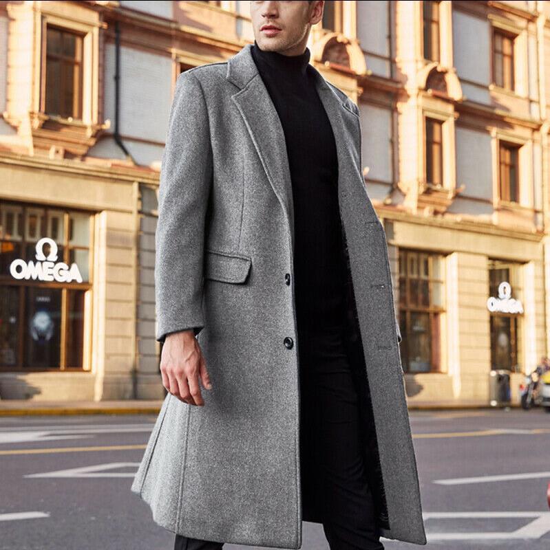 Herren eleganter, klassischer Schnitt Mantel mit hohem Kragen WW