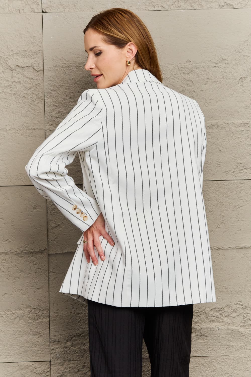 WW | Gestreifter Reverskragen Langarm Blazer
