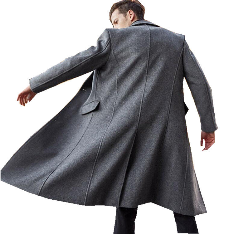 Herren eleganter, klassischer Schnitt Mantel mit hohem Kragen WW