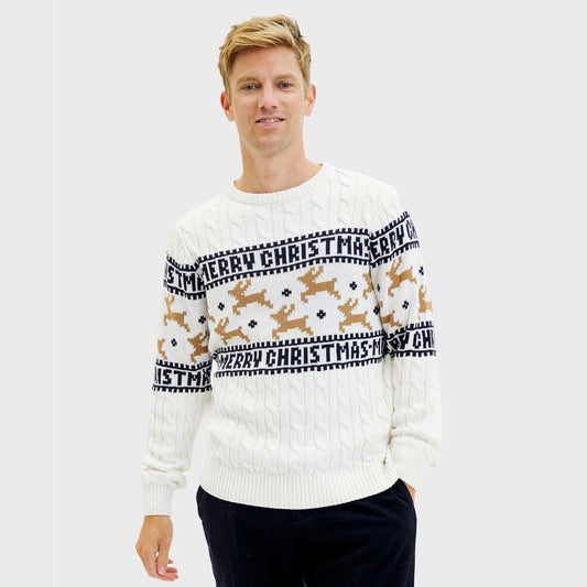 WW | Der elegante Weihnachtspullover Weiß - Herren