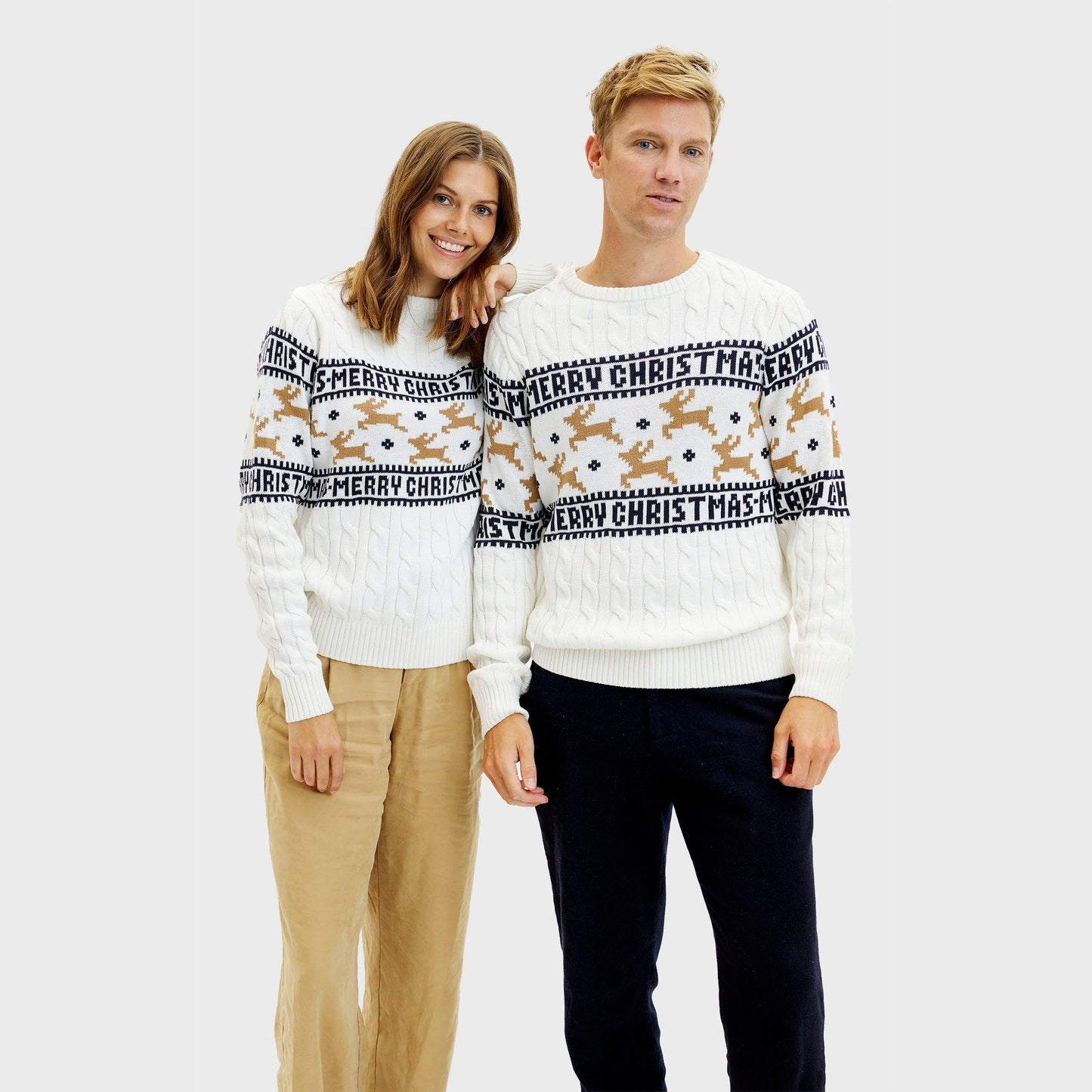 WW | Der elegante Weihnachtspullover Weiß - Herren