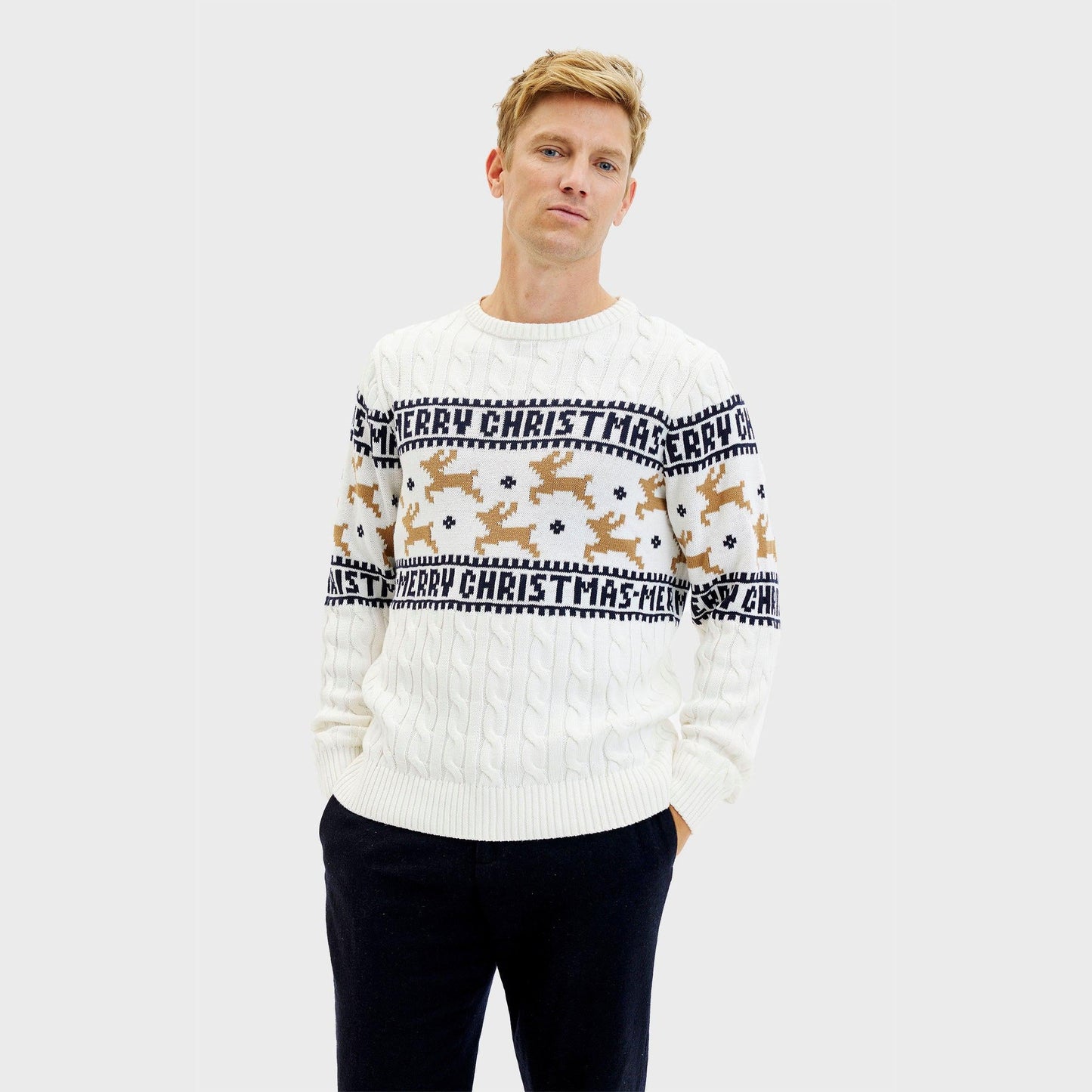 WW | Der elegante Weihnachtspullover Weiß - Herren