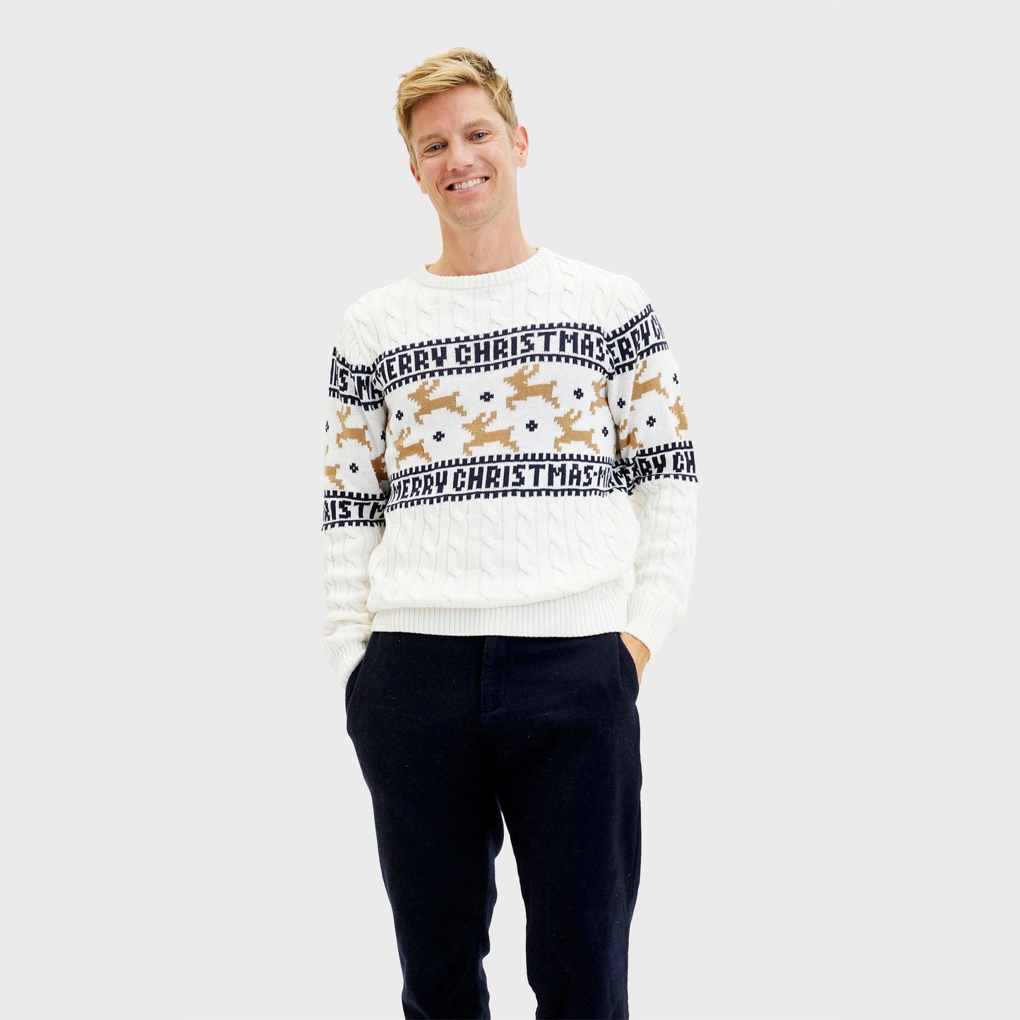WW | Der elegante Weihnachtspullover Weiß - Herren