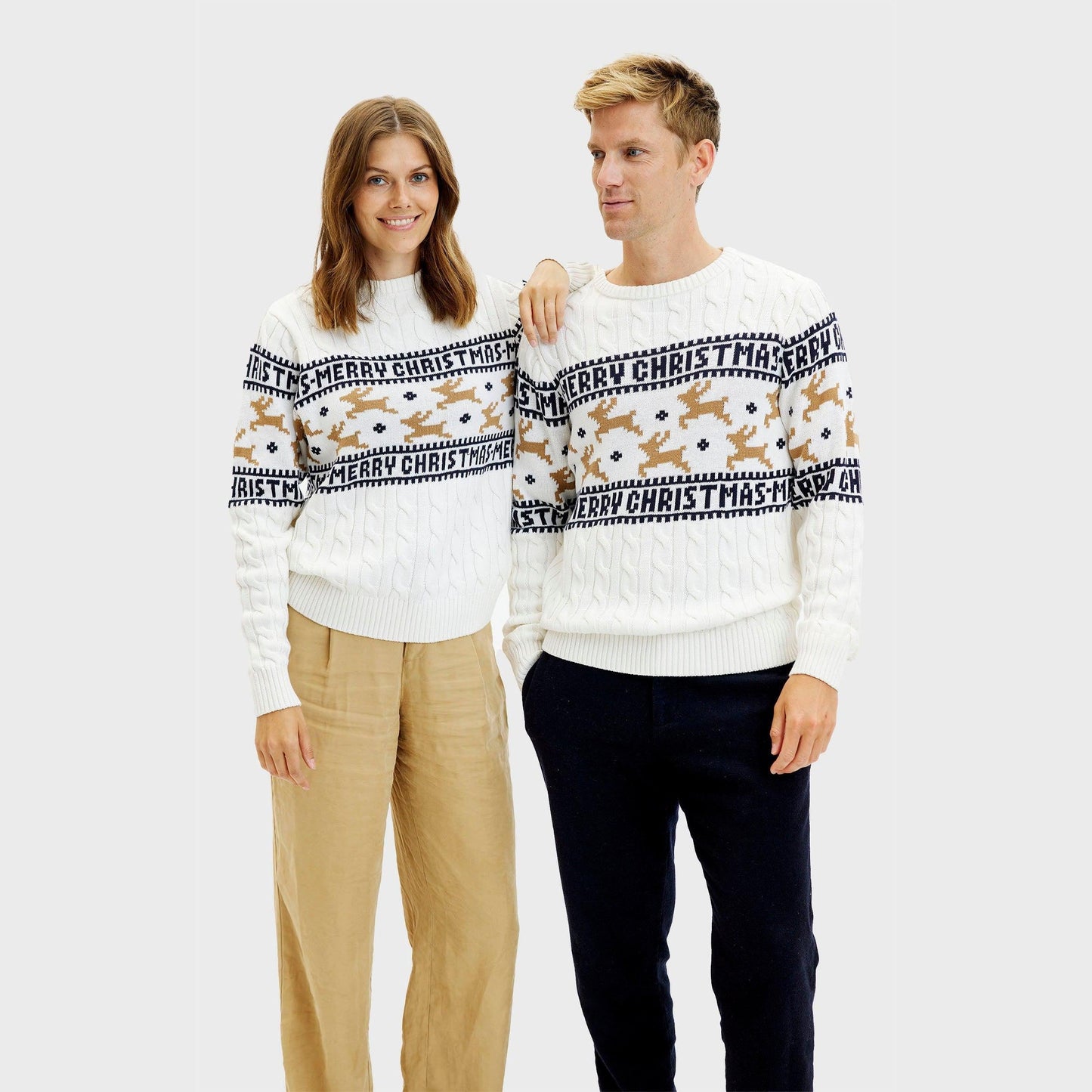 WW | Der elegante Weihnachtspullover Weiß - Herren