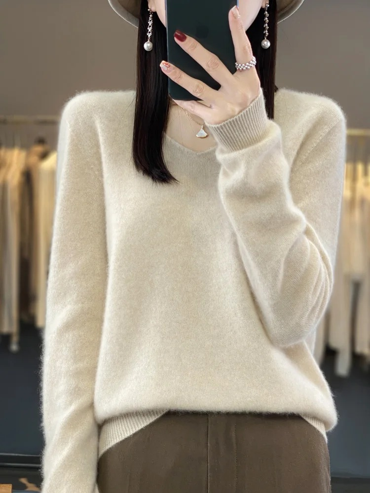 WW | Cashmere Pullover Damen Eleganter V-ausschnitt, Weich & Komfortabel