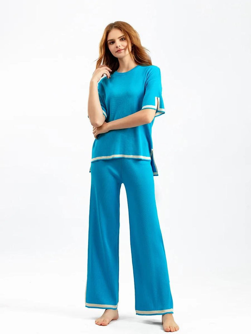 WW | Elegant Ice Silk Short-Sleeved Two-Piece Set