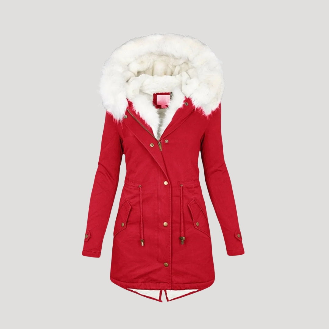 WW | Damen lange Parka Jacke mit Kunstpelz Kapuze Winterjacke