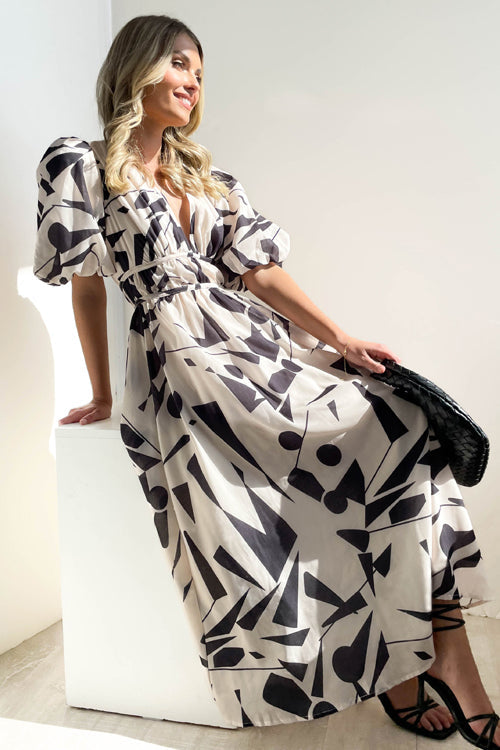 WW | Real Love Print Puff Sleeve Maxi Dress