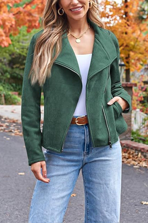 WW | Up Pocketed Faux Suede Motorcycle Jacket (in 7 Colors)