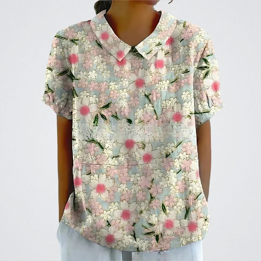 Lina™ | Elegant Blouse with Floral Detail