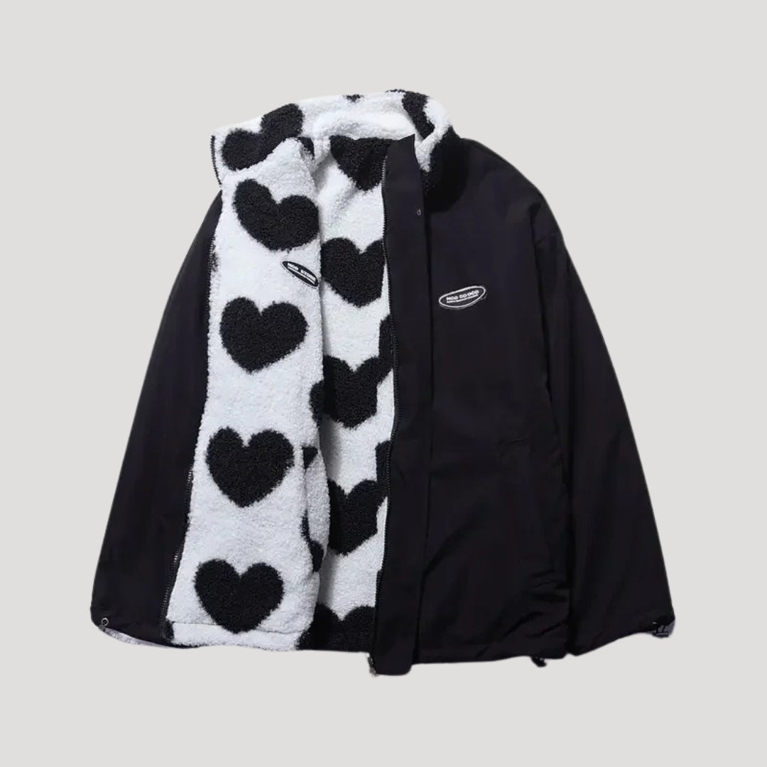WW | Women's Reversible Fleece Jacket with Heart Motif