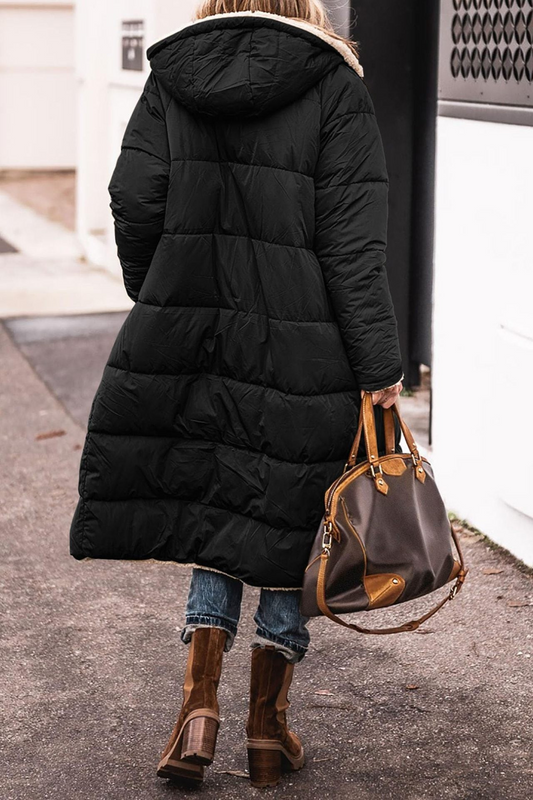WW | Warme Lange Jacke mit Kapuze