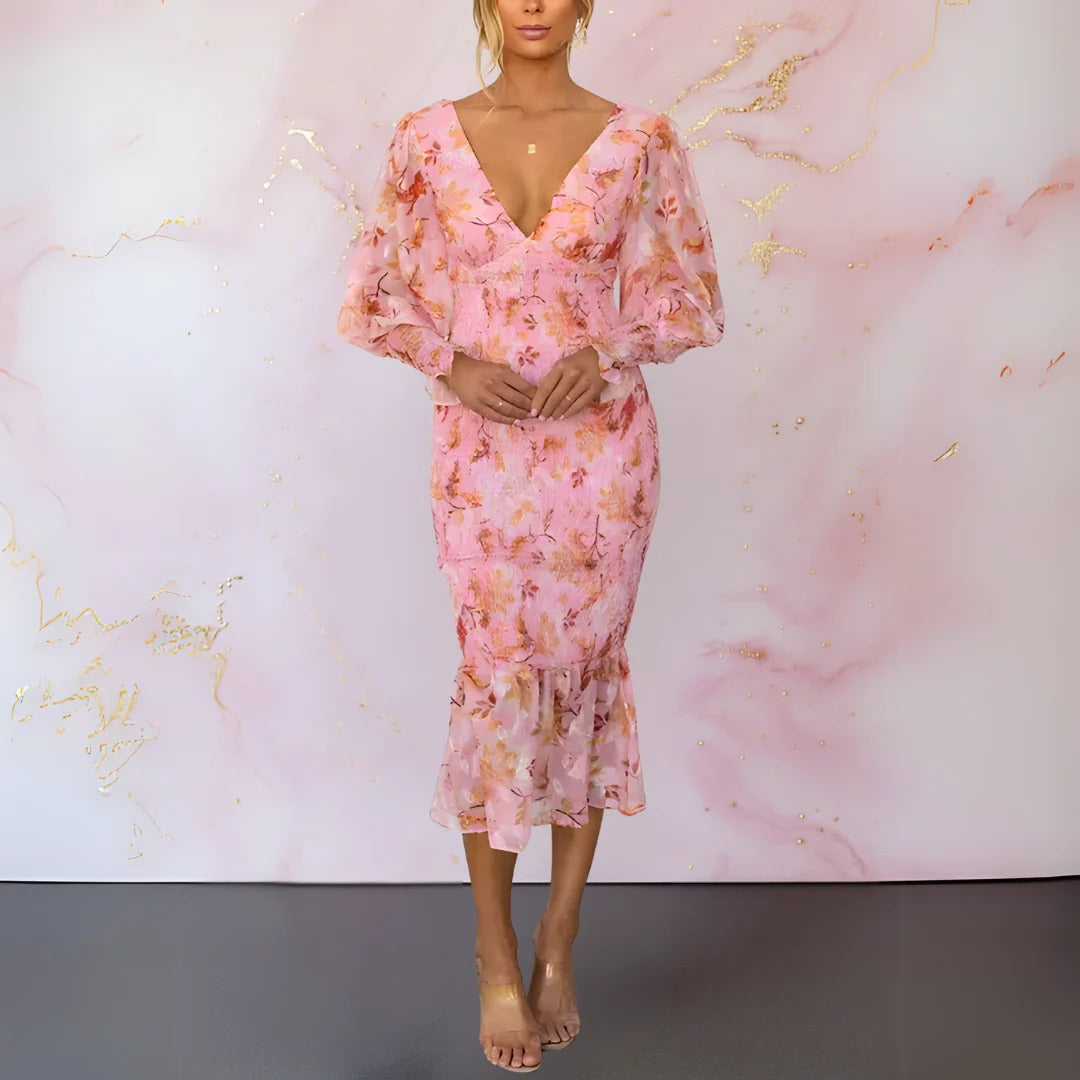 Ella's Elegant Floral Dress