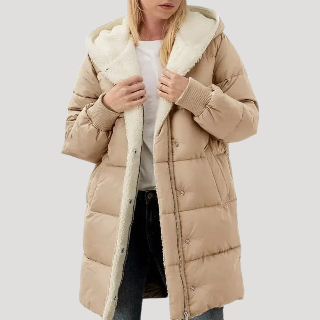 WW | Damen Faux-Fur gefütterte Jacke Lange Jackenstil