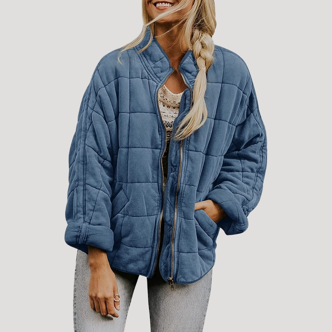WW | Damen gesteppte oversized Reißverschluss Pufferjacke