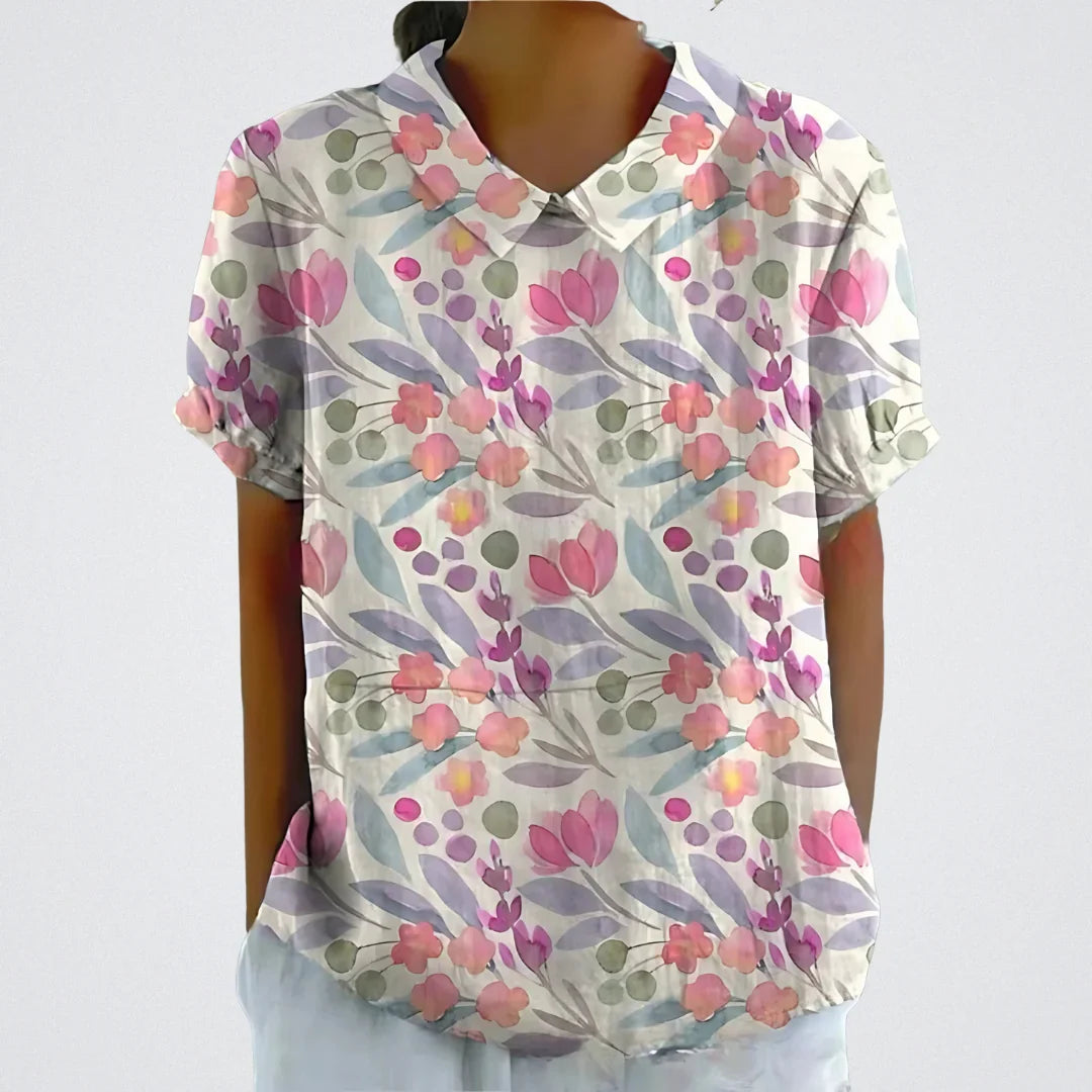Lina™ | Elegant Blouse with Floral Detail