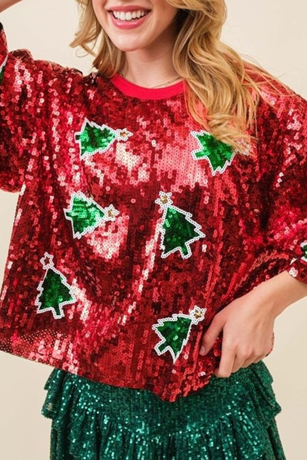 WW | Augenfälliger Weihnachts-Pailletten Pullover T-Shirt