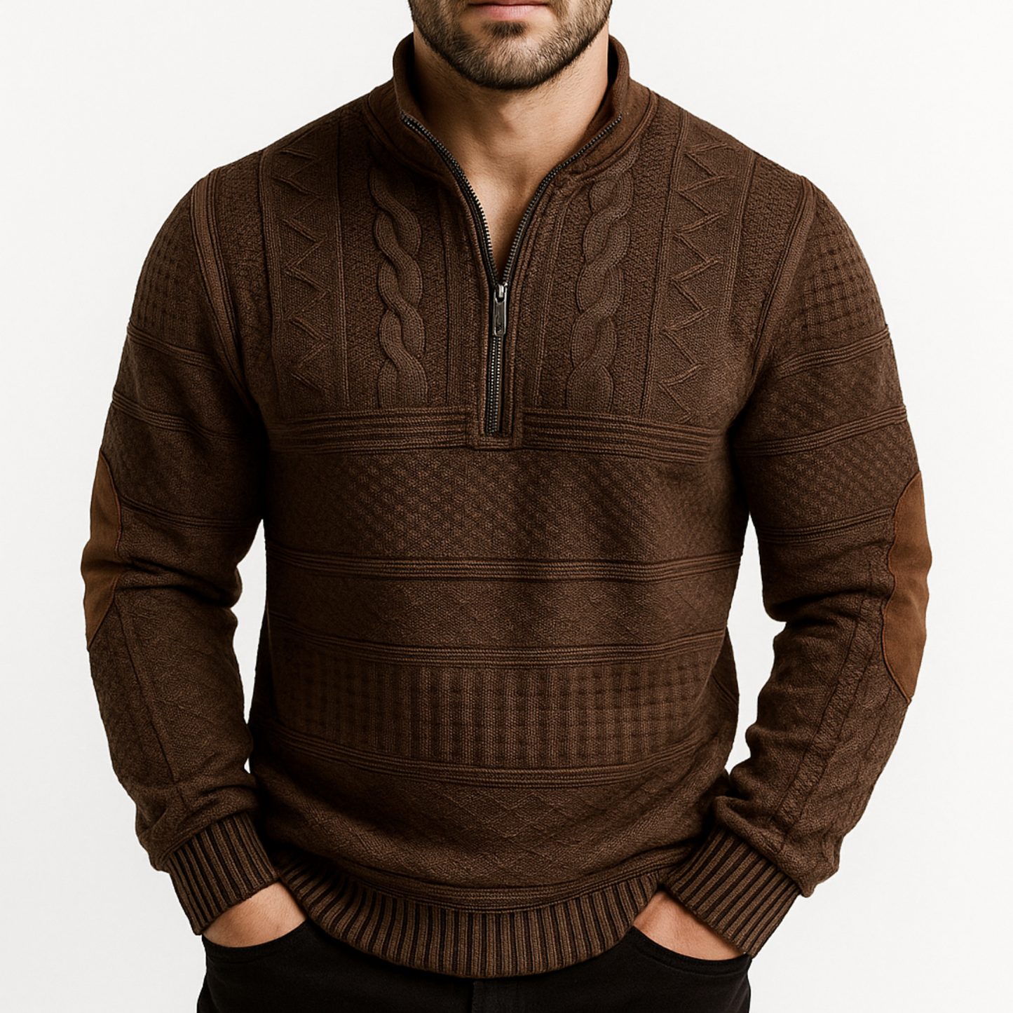 Adrian Jumper with Zipper Detail - Brown