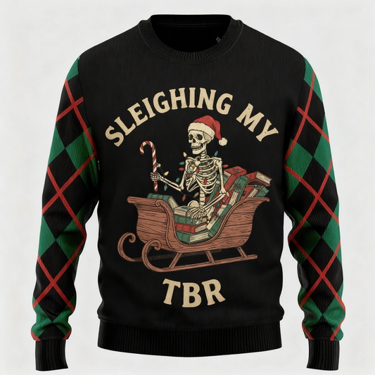 WW | Künstlerischer Schädel Druck - Maximalistischer Weihnachtsdruck Hässlicher Pullover