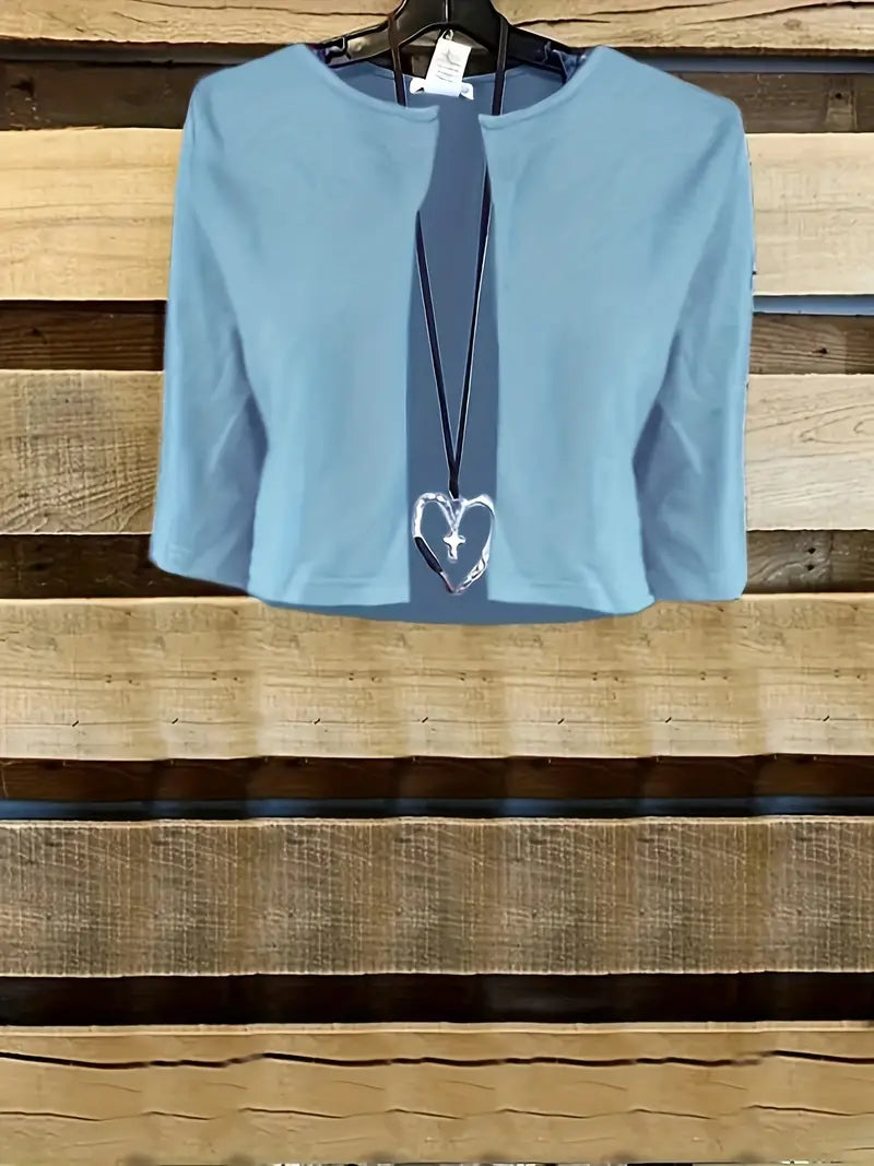 WW | Elegante Zweiteilige Blumenkleid-Set mit Einfarbigem Crop-Top und Rundhalskleid