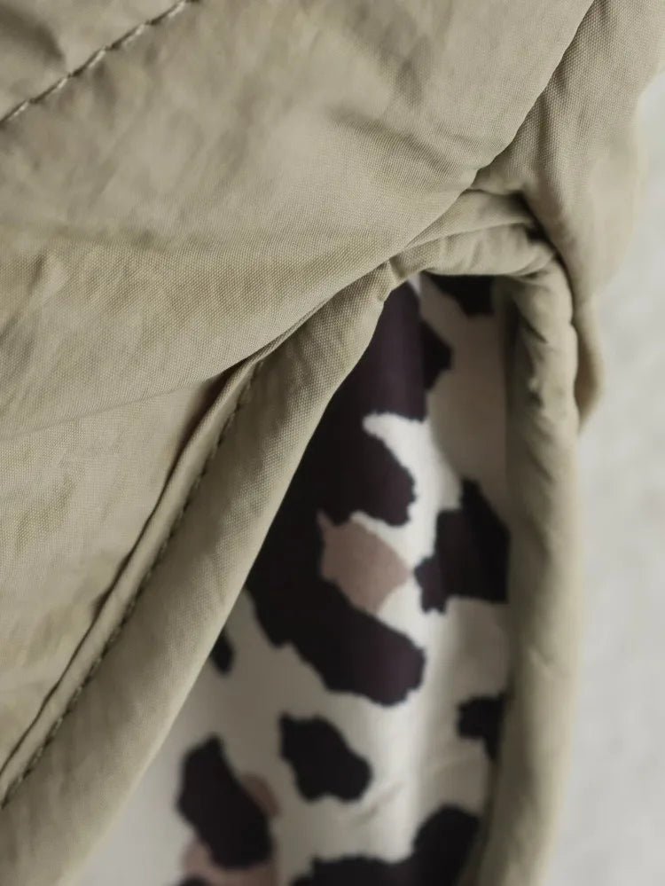 WW | Quilted padded jacket for women with leopard print lining