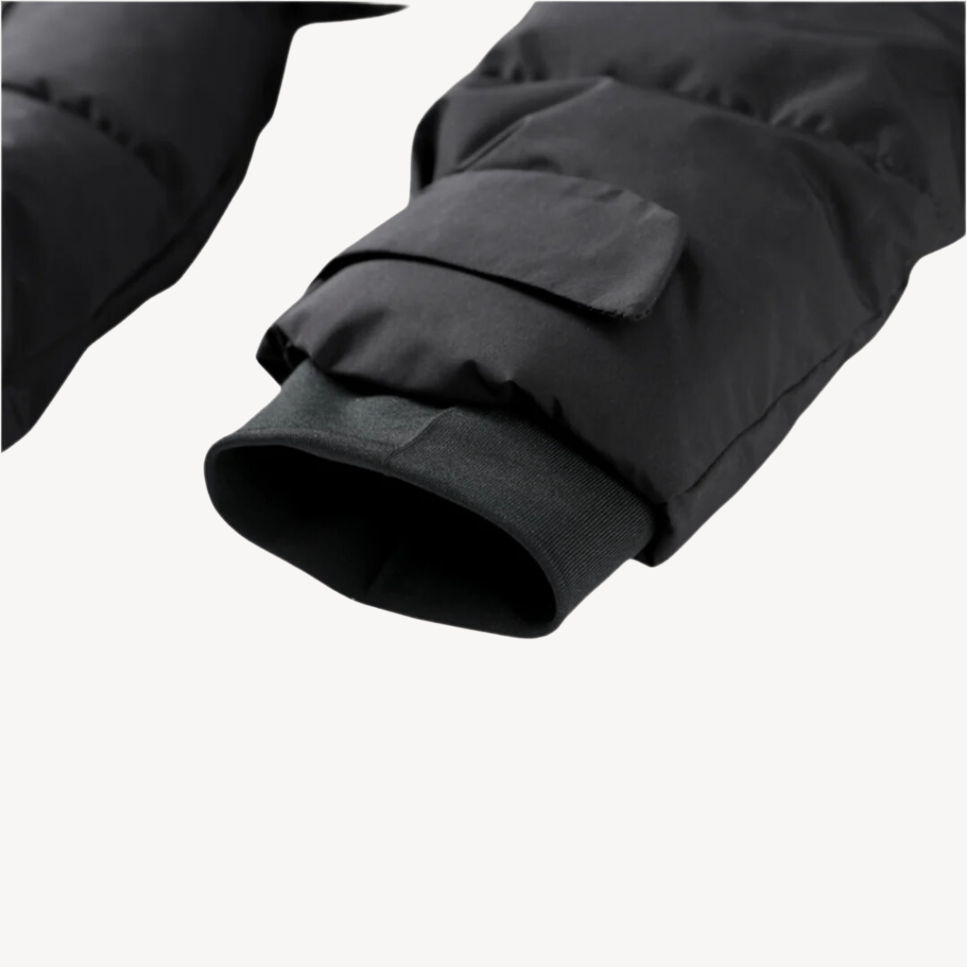 WW | Black Waterproof Quilted Jacket with High Collar and Belt