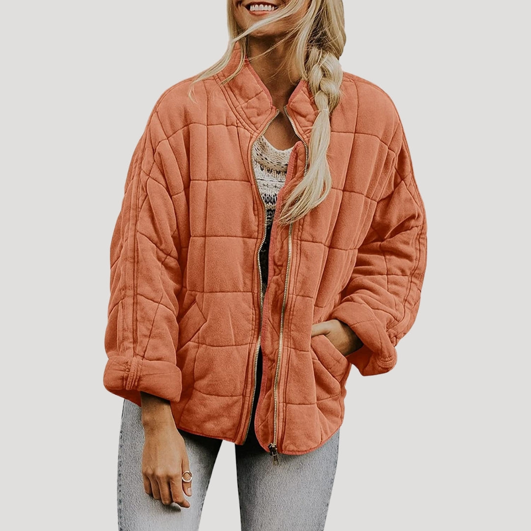WW | Damen gesteppte oversized Reißverschluss Pufferjacke