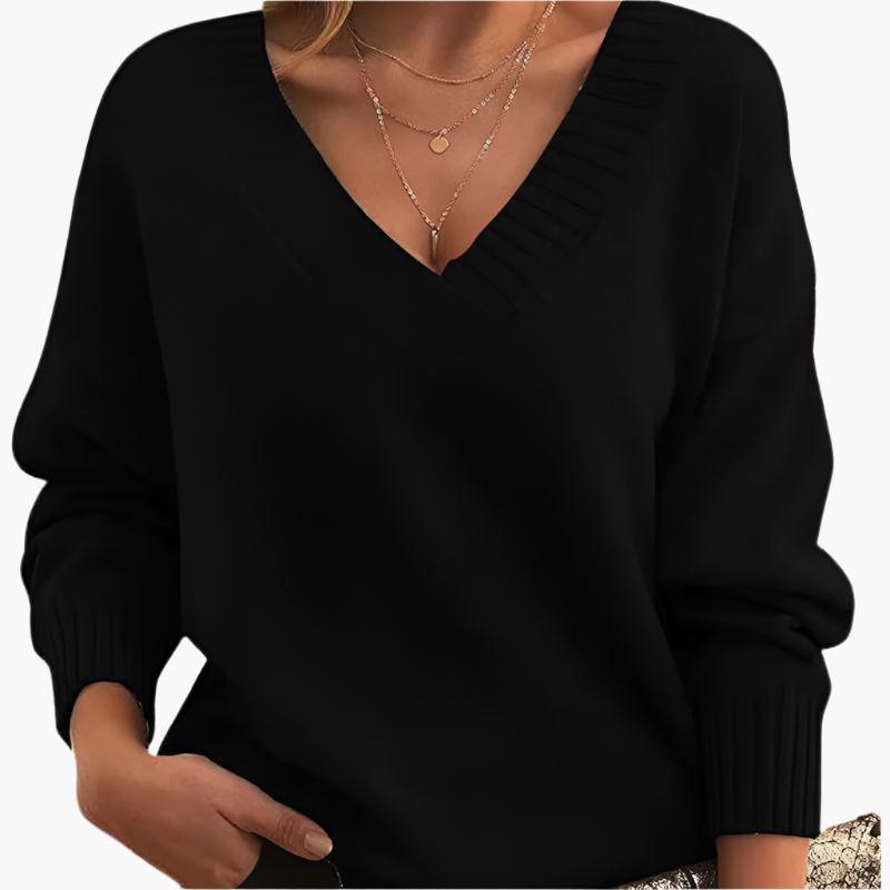 WW | V-Ausschnitt Pullover - Eleganter Strickpullover im Oversize-Stil für Alltag & Büro