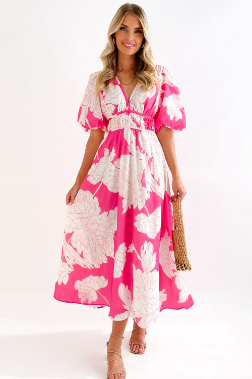 WW | Real Love Print Puff Sleeve Maxi Dress