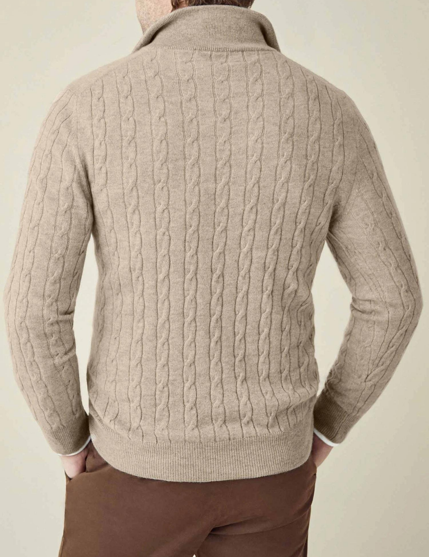 WW | Cable Knit Sweater with Zipper - Elegant Business & Casual Sweater